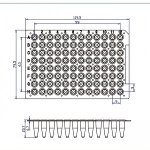 0,2мл 200ул ПЦР Плоча без здолниште 96 бунари